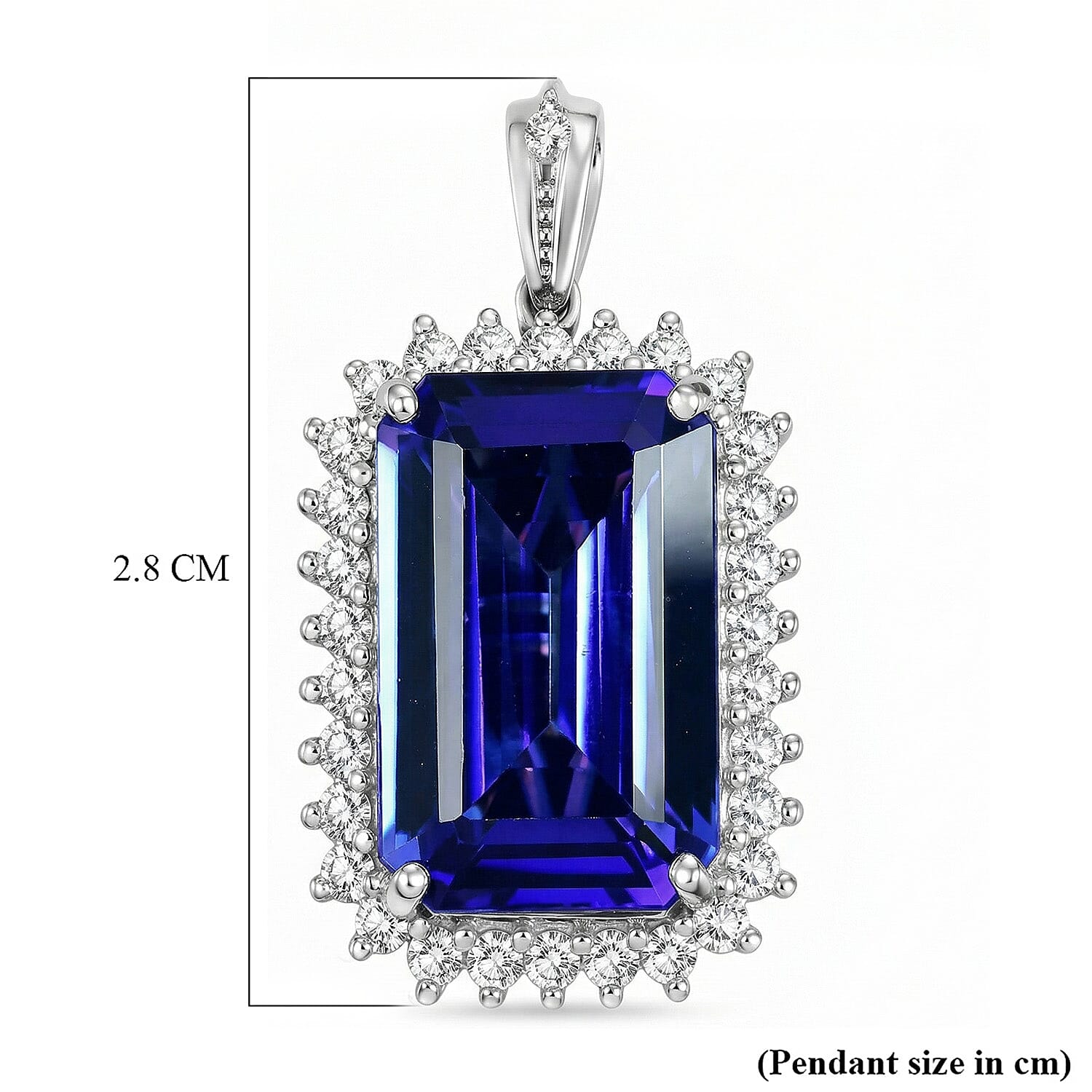 Rhapsody - 950 Platinum AAAA Tanzanite & VS-E-F White Diamond Halo Pendant 14.57 Ct, Platinum Wt. 5.66 Gms