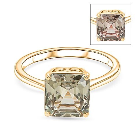 20th Birthday Deal-14K Yellow Gold AAA Natural Turkizite (Asscher Cut) Solitaire Ring 3.10 Ct.