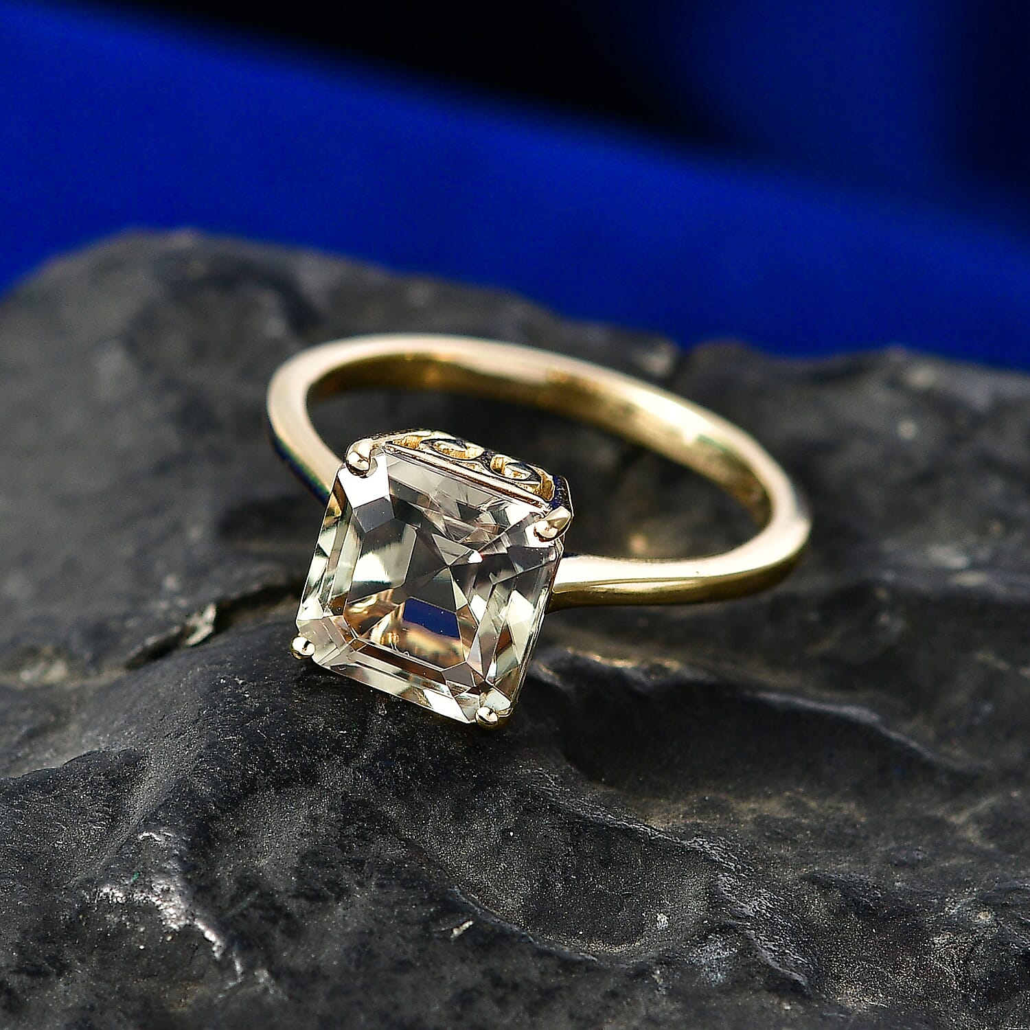 20th Birthday Deal-14K Yellow Gold AAA Natural Turkizite (Asscher Cut) Solitaire Ring 3.10 Ct.