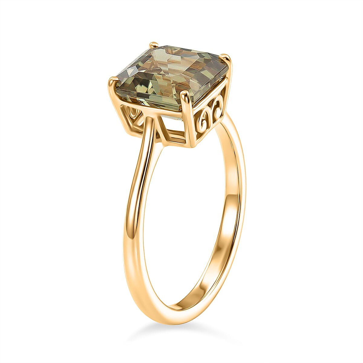 20th Birthday Deal-14K Yellow Gold AAA Natural Turkizite (Asscher Cut) Solitaire Ring 3.10 Ct.