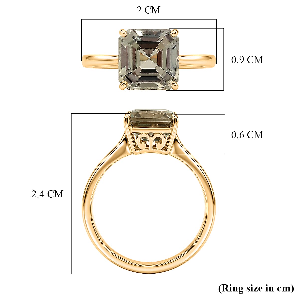 20th Birthday Deal-14K Yellow Gold AAA Natural Turkizite (Asscher Cut) Solitaire Ring 3.10 Ct.
