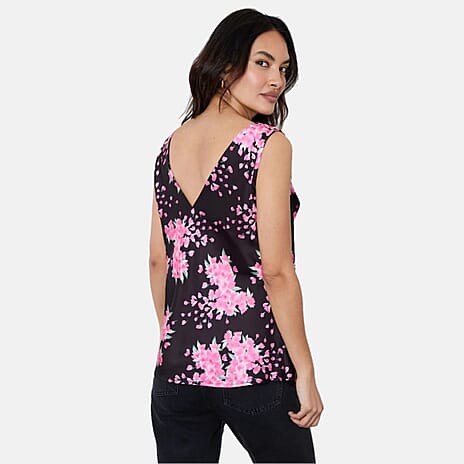 Another Sunday Cowl Neck Floral Print Cami Top (Size 22) - Black