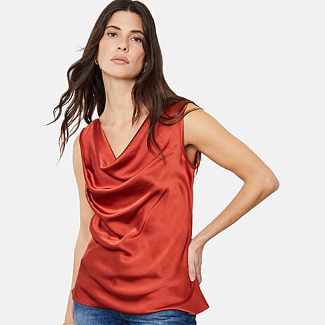 Another Sunday Cowl Neck Cami Top (Size 12) - Rust