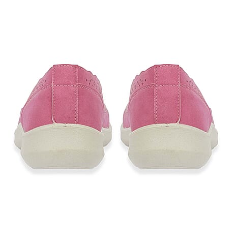 Shoetree Comfort Vienna Ladies Lightweight Slip-On Casual Pump With Decorative Cutouts (Size 4) - Hot Pink