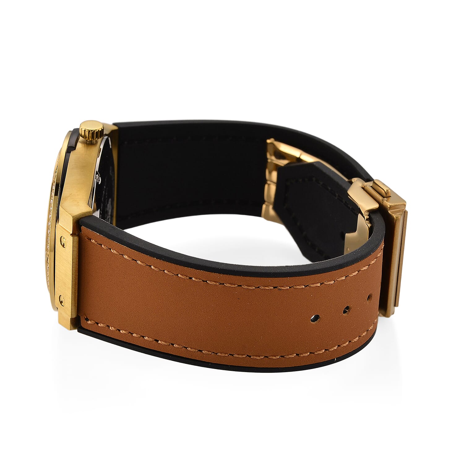 TJC 20TH ANNIVERSARY COMMISSION EXCLUSIVE - WILLIAM HUNT Limited Edition Epson Solar AS32 Movt. 5ATM WR Gold Sunshine & Moissanite Dial & Gold Case Watch with Coffee Strap (Adjustable)