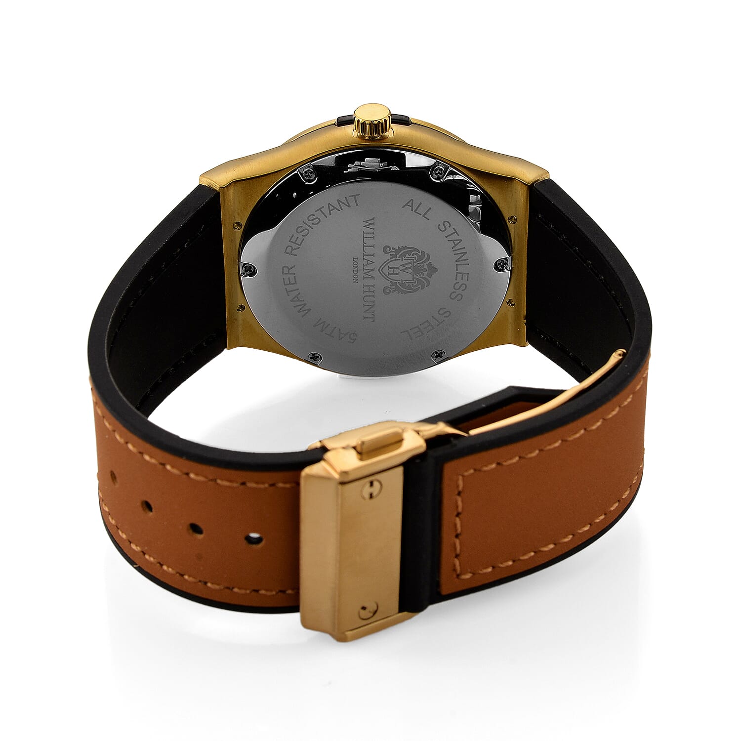 TJC 20TH ANNIVERSARY COMMISSION EXCLUSIVE - WILLIAM HUNT Limited Edition Epson Solar AS32 Movt. 5ATM WR Gold Sunshine & Moissanite Dial & Gold Case Watch with Coffee Strap (Adjustable)