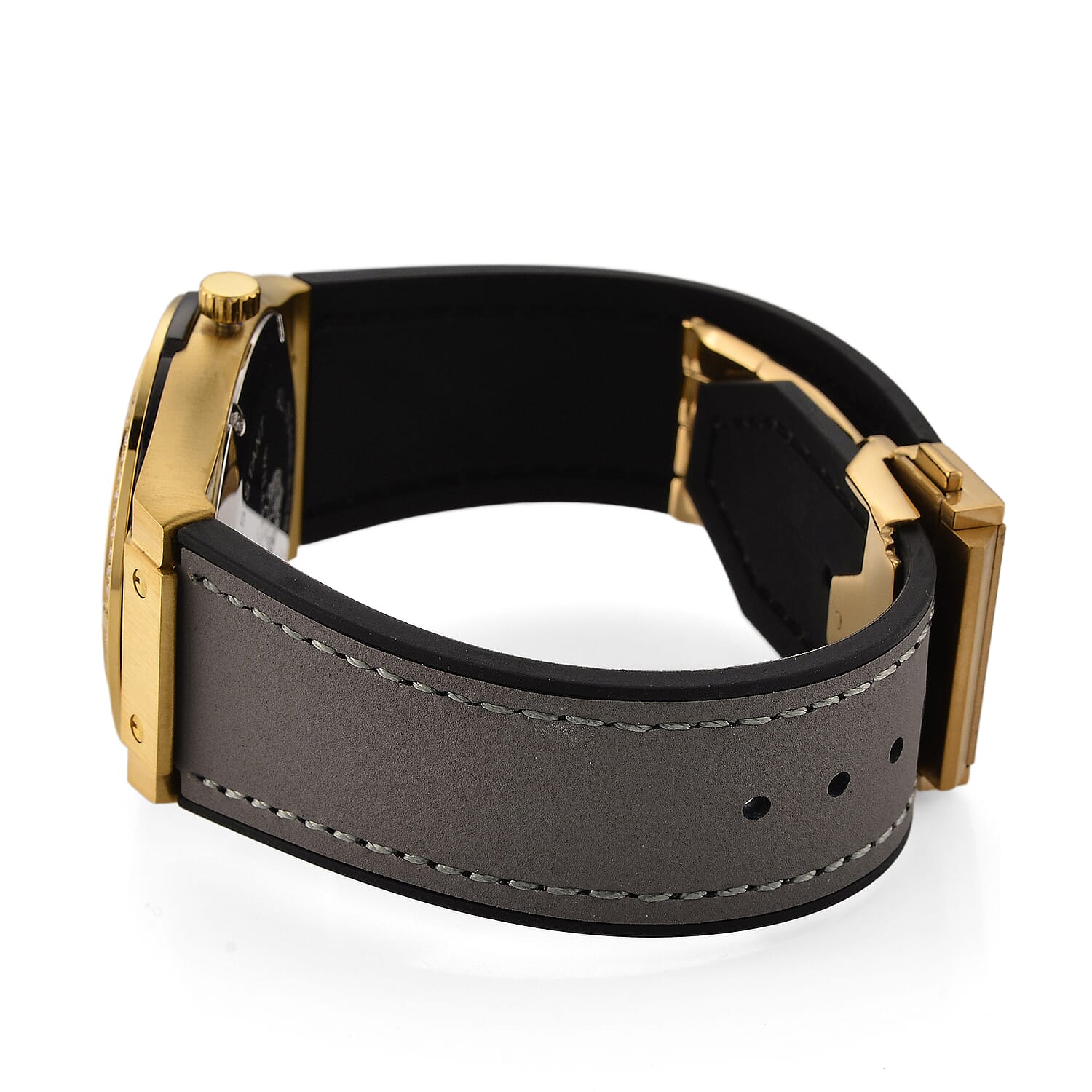 TJC 20TH ANNIVERSARY COMMISSION EXCLUSIVE - WILLIAM HUNT Limited Edition Epson Solar AS32 Movt. 5ATM WR Gold Sunshine & Moissanite Dial & Gold Case Watch with Black Strap (Adjustable)