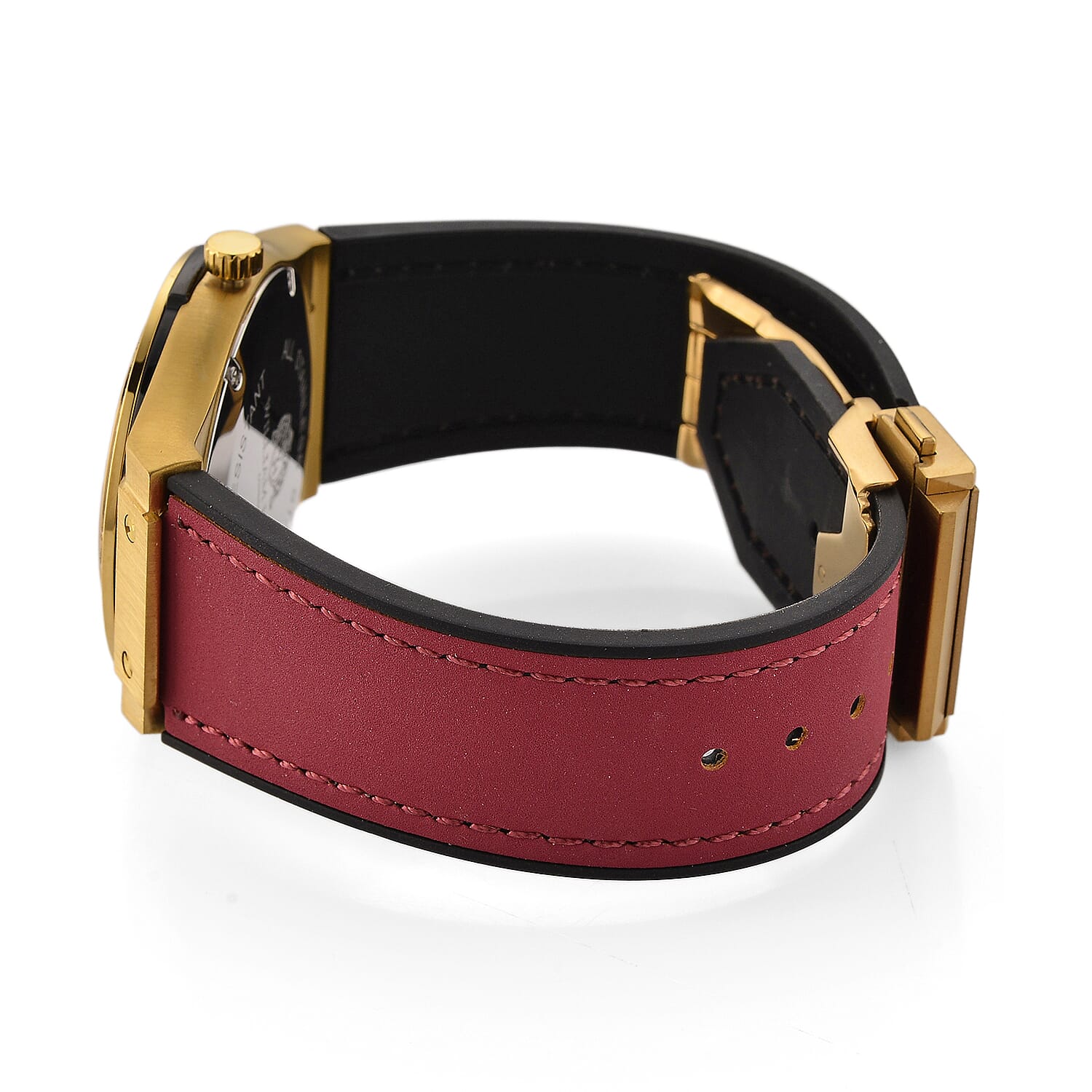 TJC 20TH ANNIVERSARY COMMISSION EXCLUSIVE - WILLIAM HUNT Limited Edition Epson Solar AS32 Movt. 5ATM WR Gold Sunshine & Moissanite Dial & Gold Case Watch with Red Strap (Adjustable)