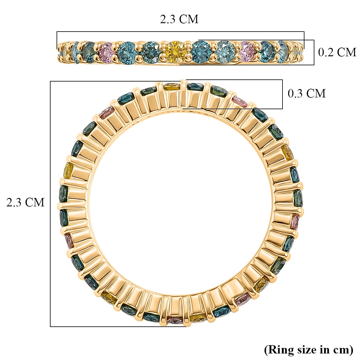 Luxuriant SI-G-H Lab Grown Multi Diamond Band Ring in 18K Vermeil Yellow Gold Plated Sterling Silver 1.00 Ct.