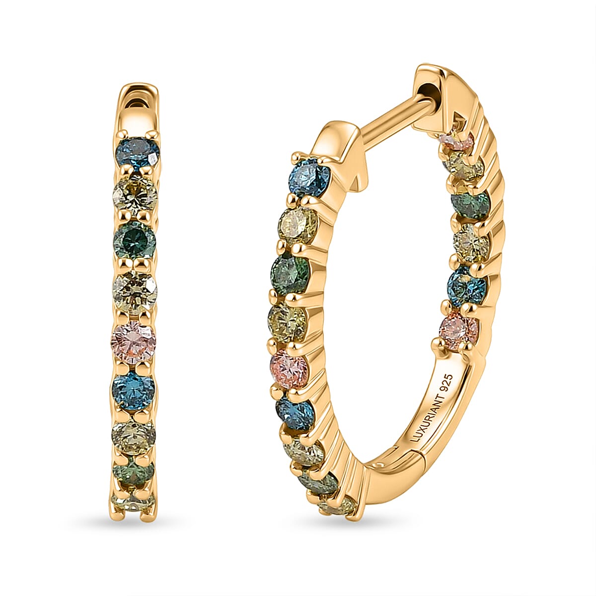 Luxuriant - SI-G-H Lab Grown Multi Diamond Hoop Earring in 18K Vermeil Yellow Gold Plated Sterling Silver 1.00 Ct.