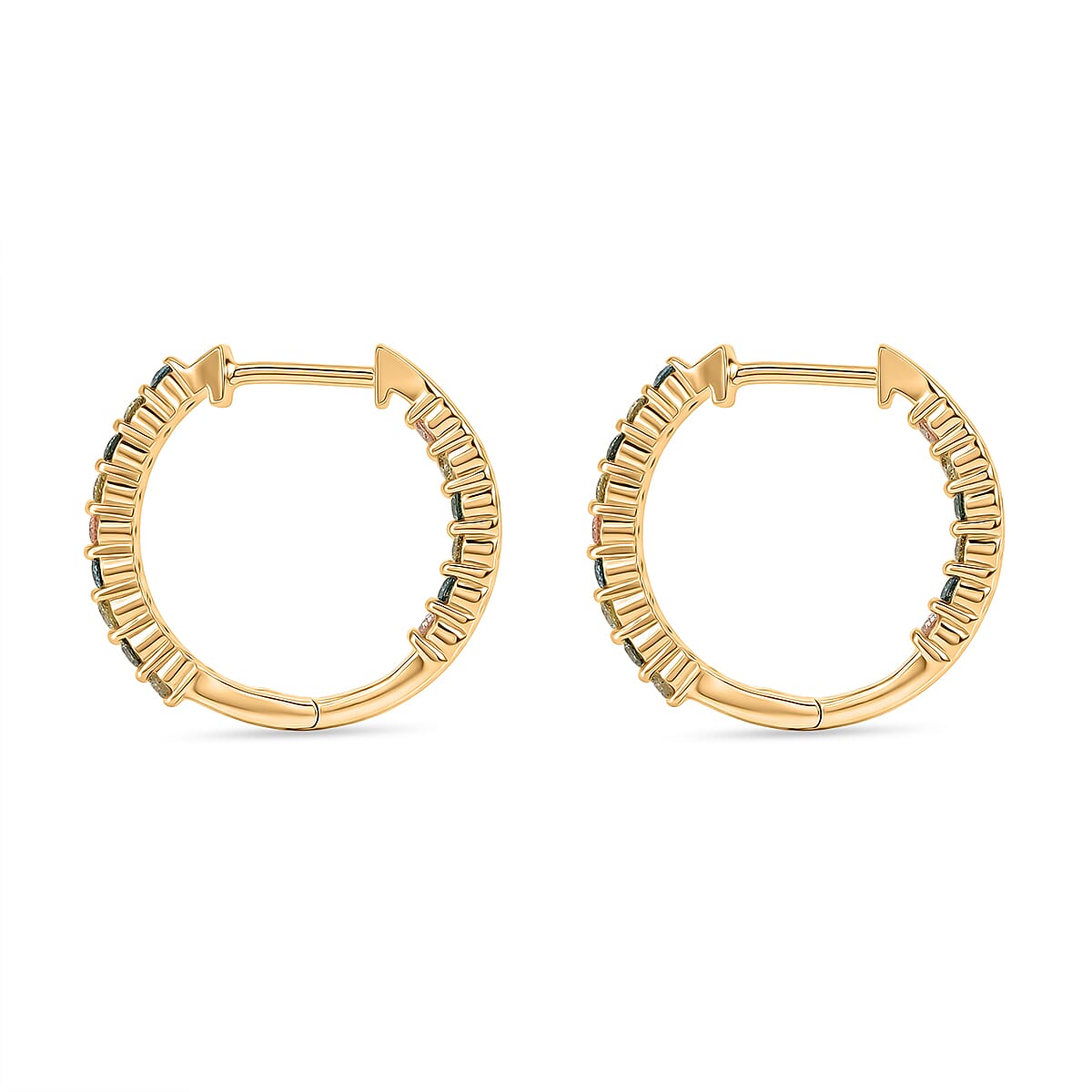Luxuriant - SI-G-H Lab Grown Multi Diamond Hoop Earring in 18K Vermeil Yellow Gold Plated Sterling Silver 1.00 Ct.
