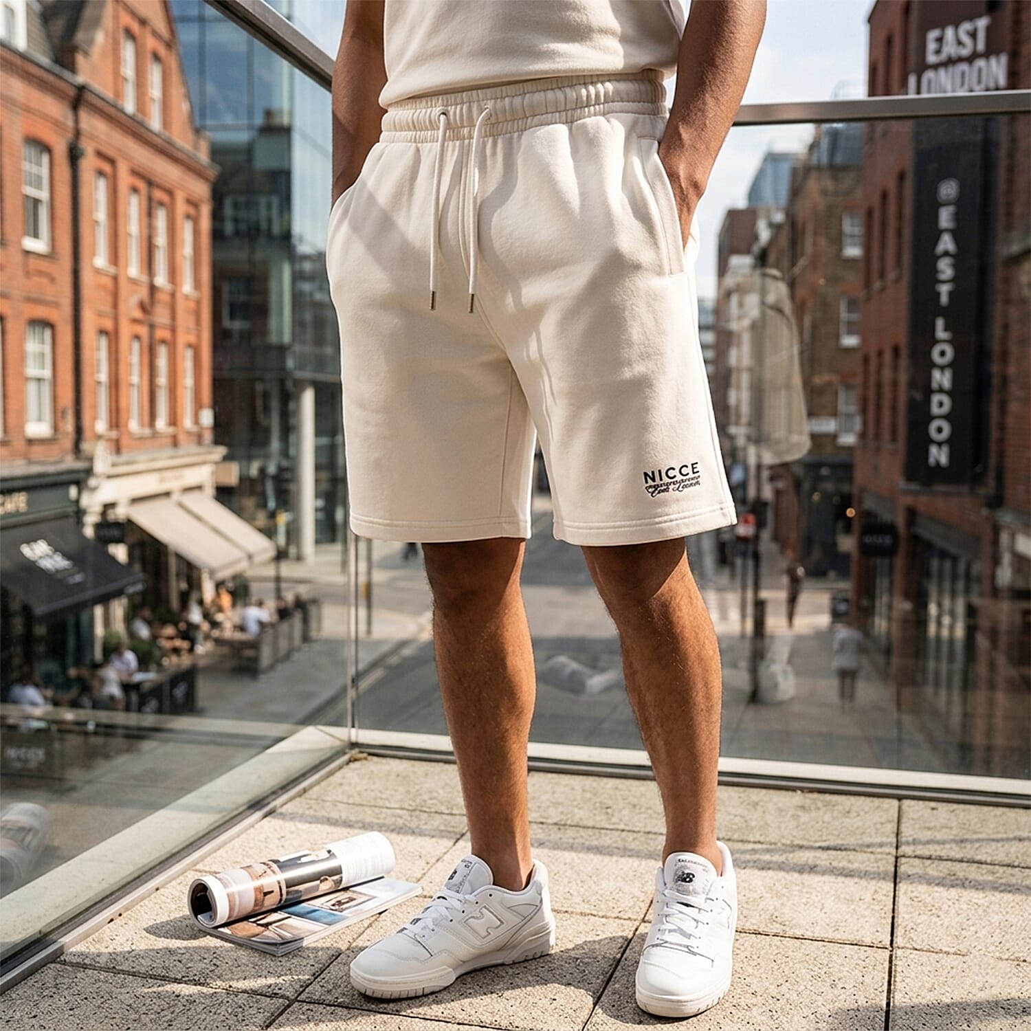 Nicce-Mens-Brushed-Back-Fleece-Shorts-Size-M-Grey