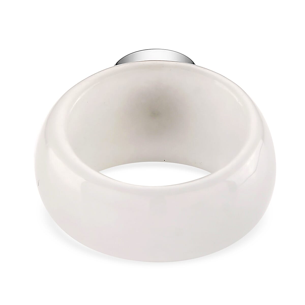 Blue Zircon & Jade Solitaire Band Ring in Rhodium Overlay Sterling Silver 31.10 Ct.