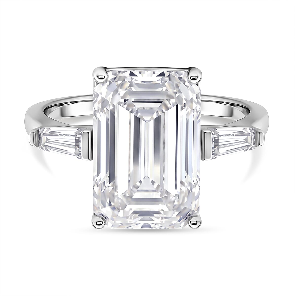 D'Joy Moissanite Solitaire Ring in Rhodium OverlaySterling Silver  10.440  Ct.