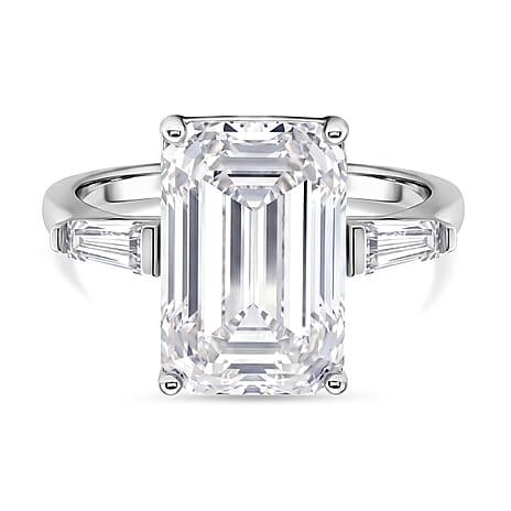 D'Joy Moissanite Solitaire Ring in Rhodium OverlaySterling Silver  10.440  Ct.