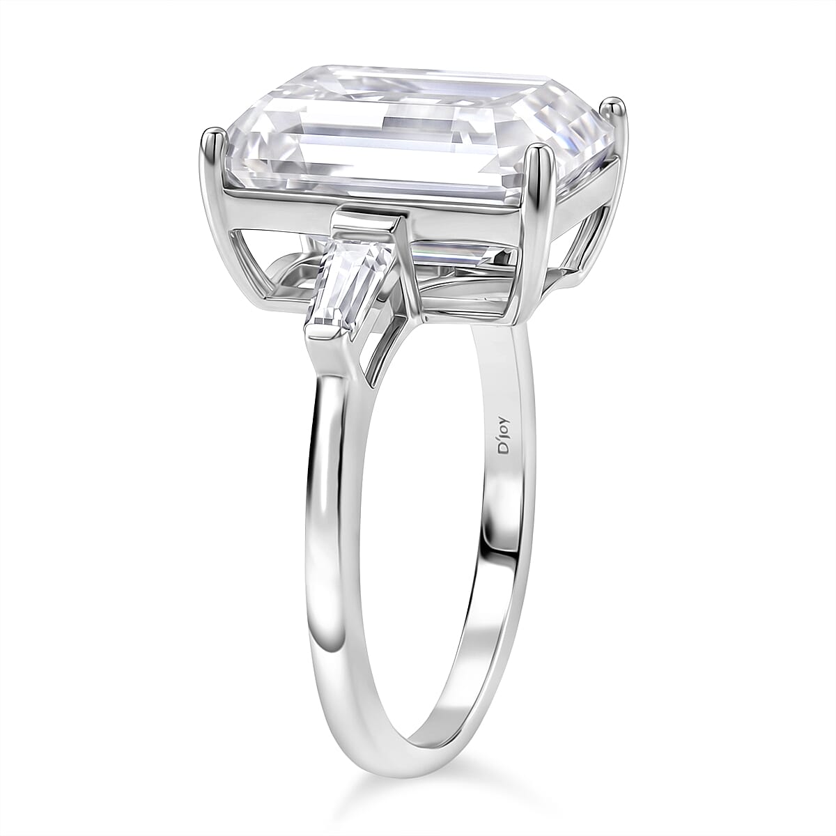 D'Joy Moissanite Solitaire Ring in Rhodium OverlaySterling Silver  10.440  Ct.