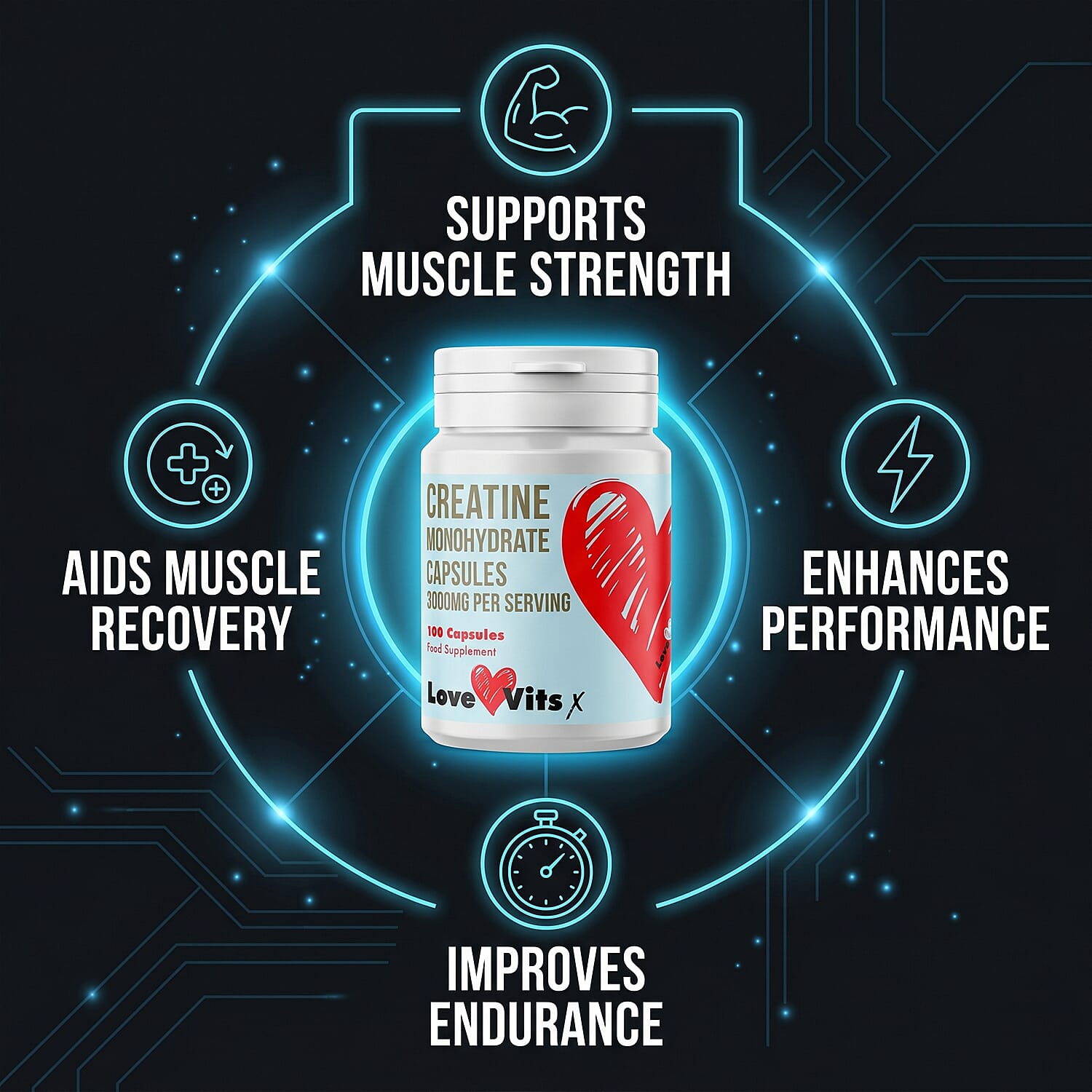 NEW LAUNCH- Love Vits Creatine - 100 Tablets