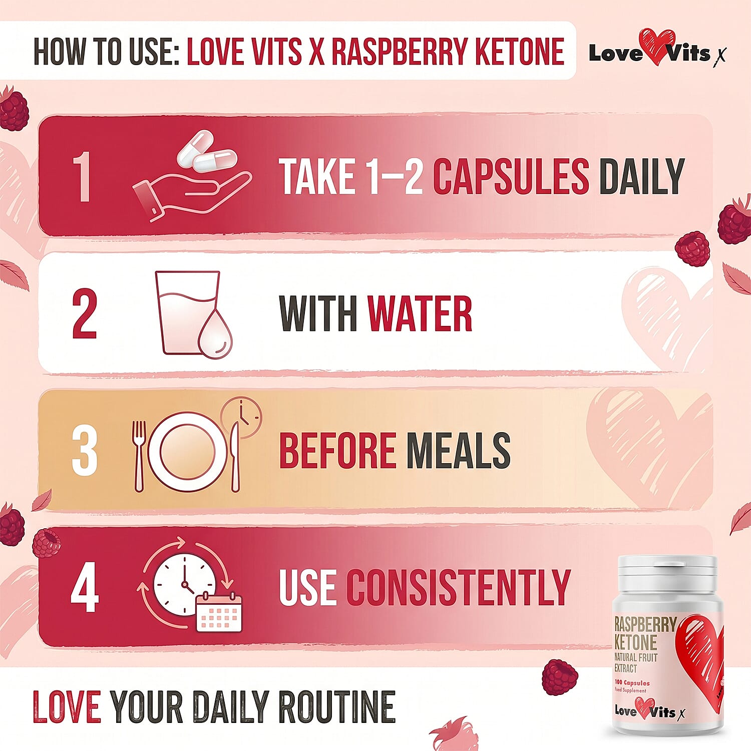 NEW LAUNCH- Love Vits Raspberry Ketone - 100 Tablets