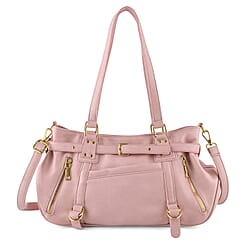 Designer Inspired - Multi-Pocket Slouchy Shoulder Handbag with Detachable Strap