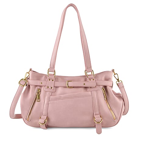 Designer Inspired - Multi-Pocket Slouchy Shoulder Handbag with Detachable Strap