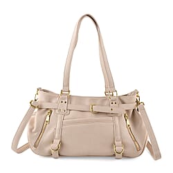 Designer Inspired - Multi-Pocket Slouchy Shoulder Handbag with Detachable Strap