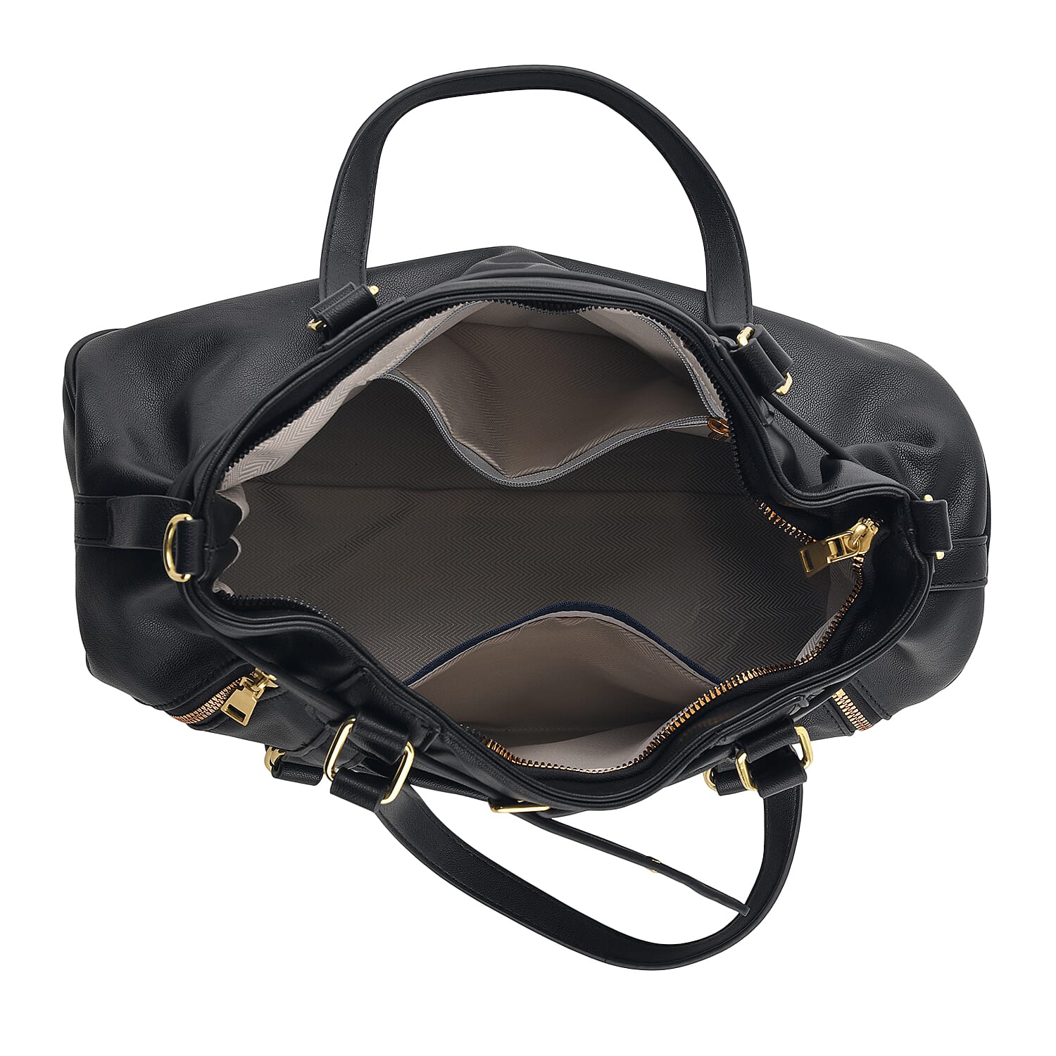 Designer Inspired - Multi-Pocket Slouchy Shoulder Handbag with Detachable Strap