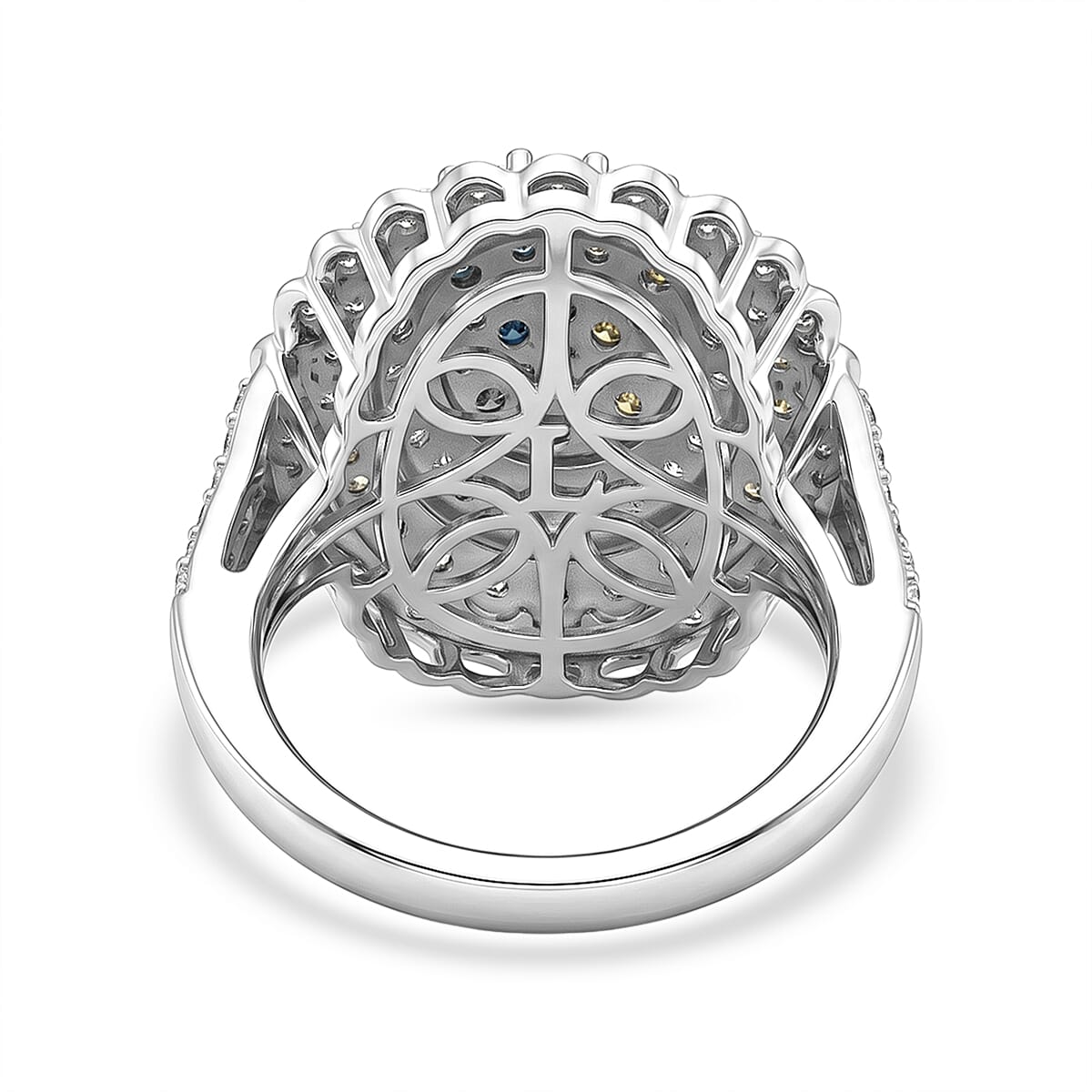 Luxuriant - Lab Grown Multi Diamond (SI-G-H) Cluster Ring in Rhodium Overlay Sterling Silver 2.00 Ct.