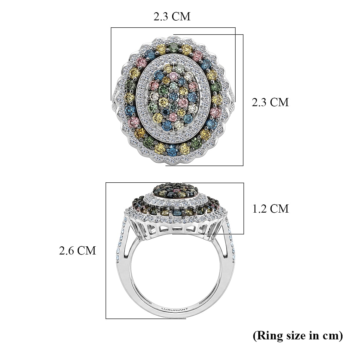 Luxuriant - Lab Grown Multi Diamond (SI-G-H) Cluster Ring in Rhodium Overlay Sterling Silver 2.00 Ct.