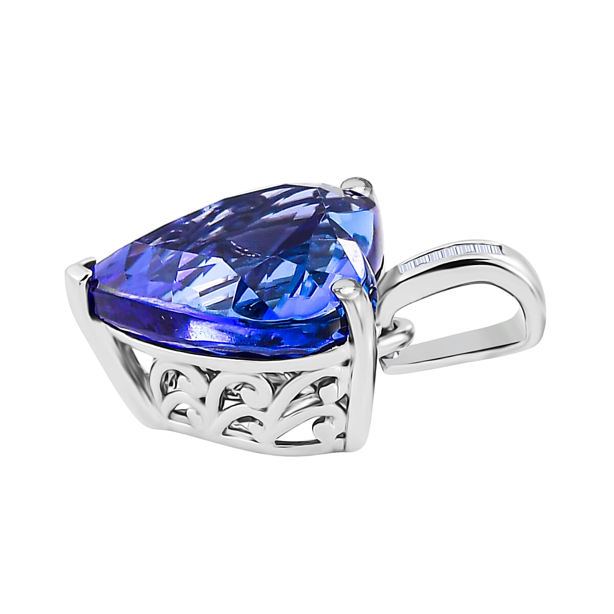 Rhapsody - 950 Platinum AAAA Tanzanite & VS-E-F White Diamond Heart Pendant 8.21 Ct, Platinum Wt. 2.48 Gms