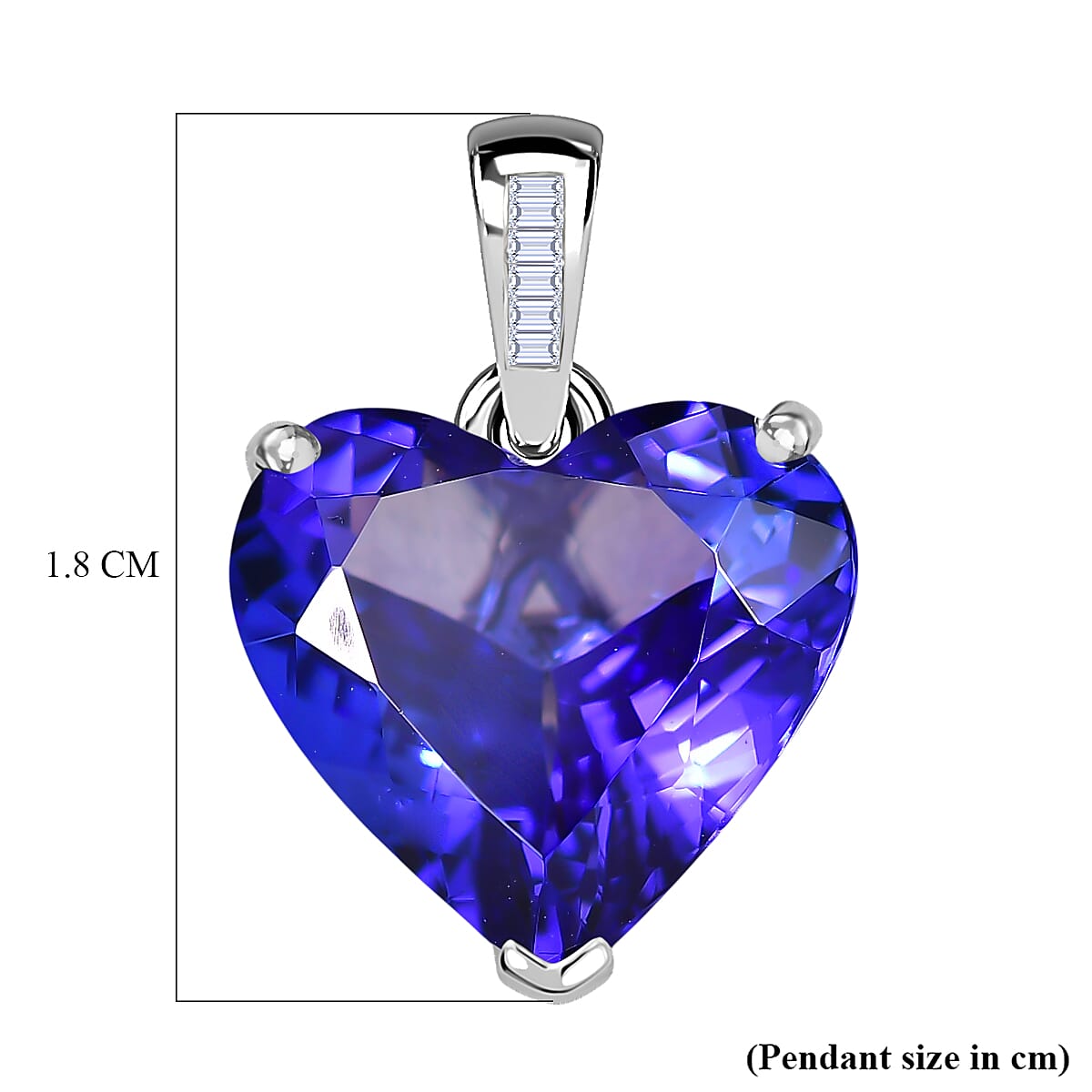 Rhapsody - 950 Platinum AAAA Tanzanite & VS-E-F White Diamond Heart Pendant 8.21 Ct, Platinum Wt. 2.48 Gms