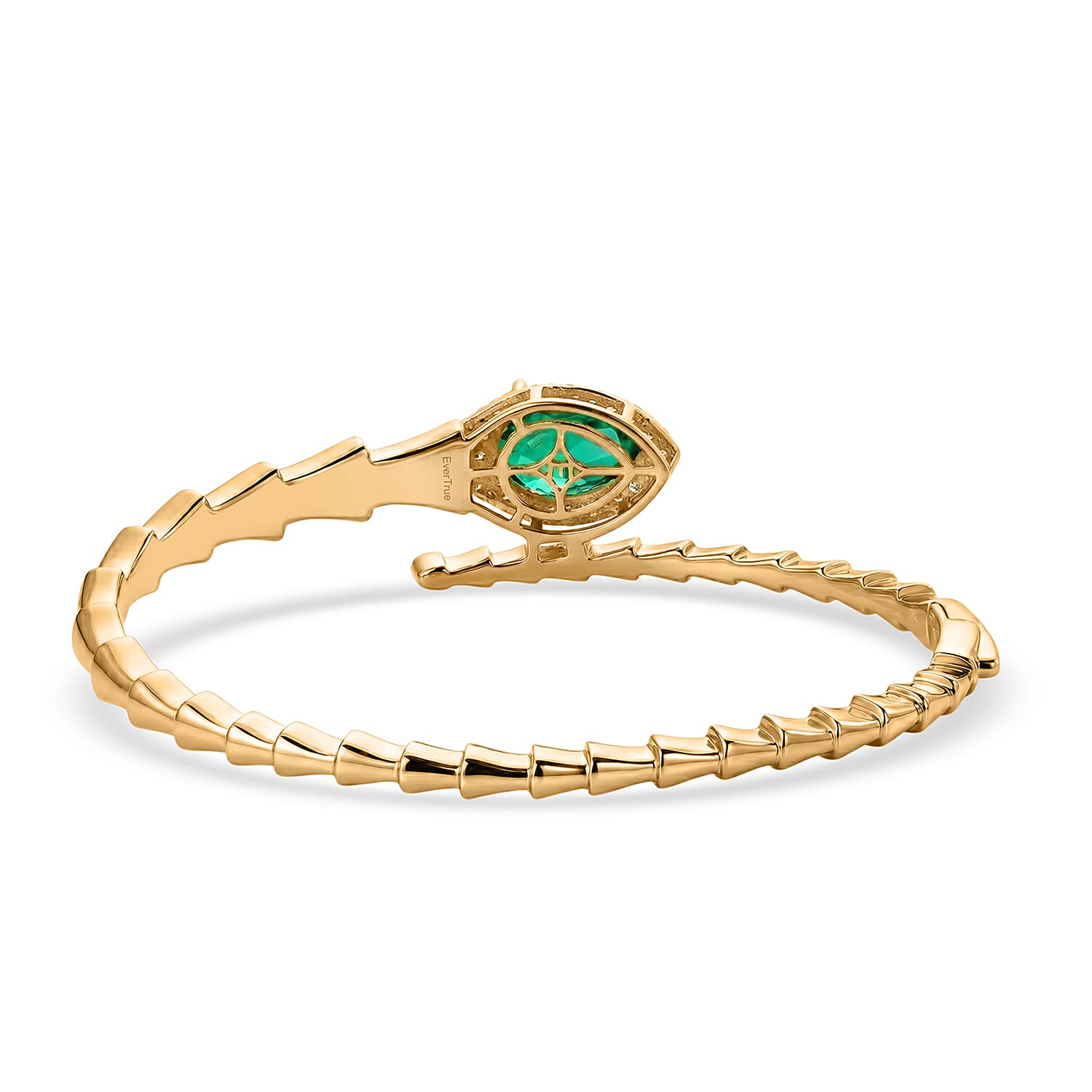 EverTrue - Peacock Triplet Quartz & White Zircon Full Bangle (Size 7.5) in Yellow Gold Tone 6.27 Ct.