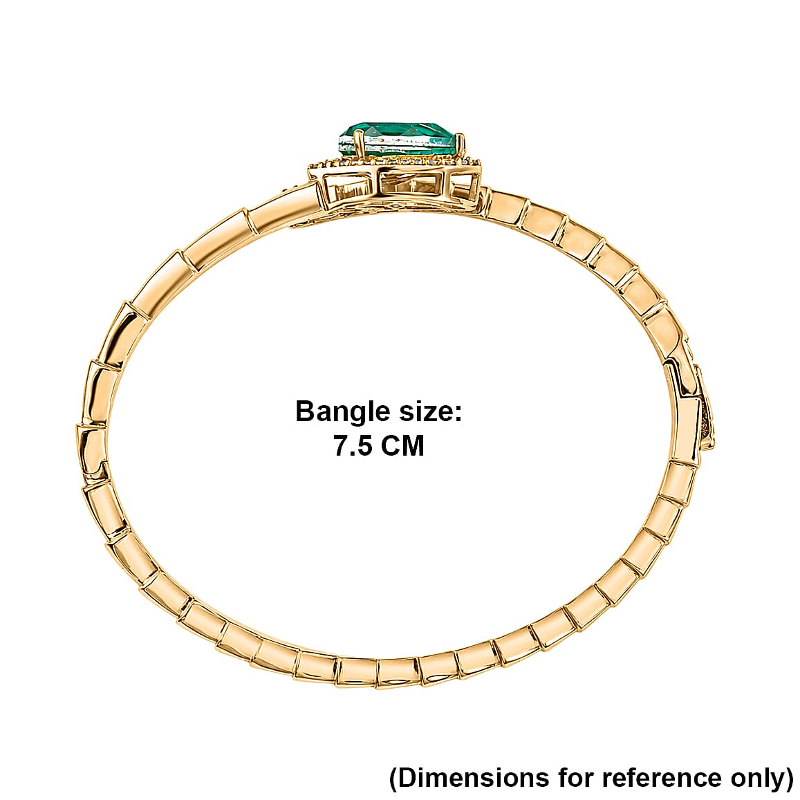 EverTrue - Peacock Triplet Quartz & White Zircon Full Bangle (Size 7.5) in Yellow Gold Tone 6.27 Ct.