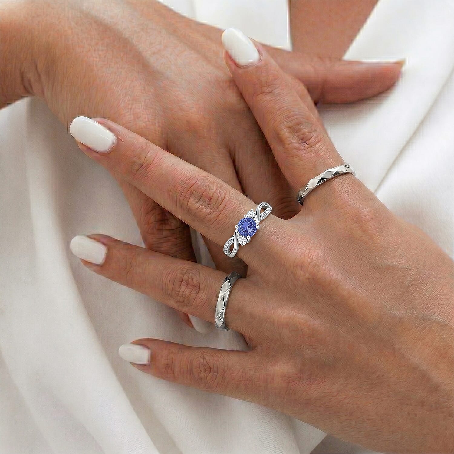 D'Joy Tanzanite, Moissanite Ring in Sterling Silver