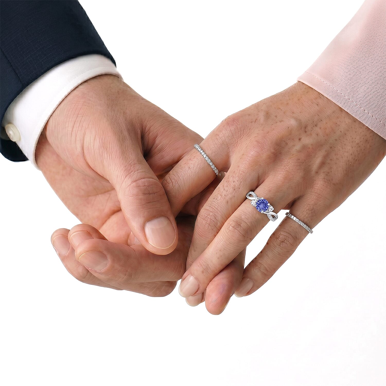 D'Joy Tanzanite, Moissanite Ring in Sterling Silver