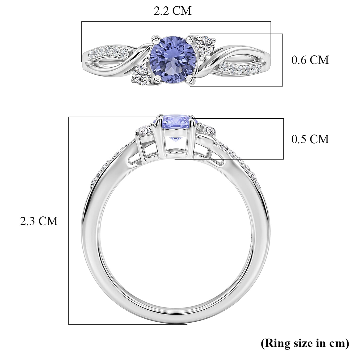 D'Joy Tanzanite, Moissanite Ring in Sterling Silver