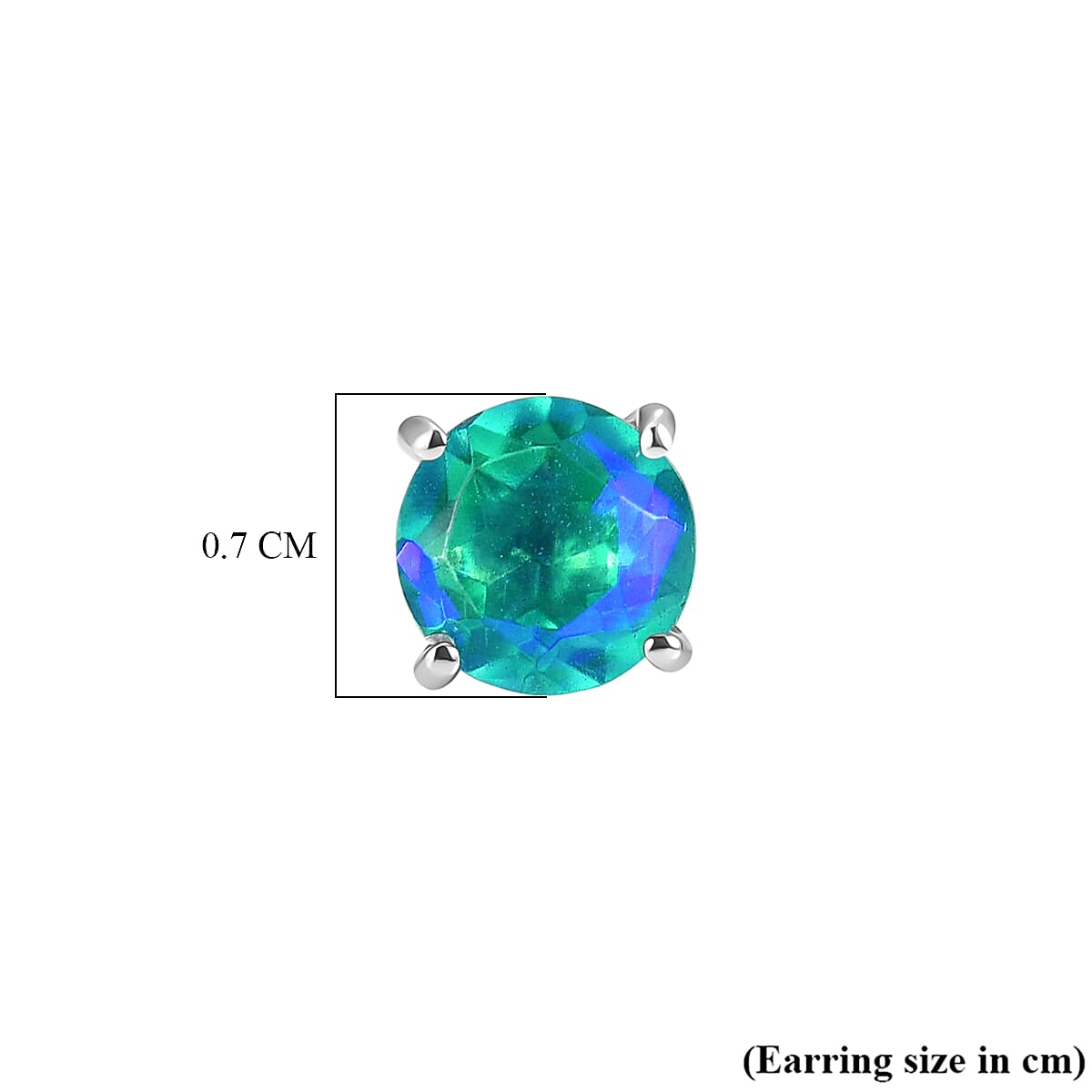 Peacock Triplet Quartz Push Post Earring in Platinum Overlay Sterling Silver 1.95 Ct.