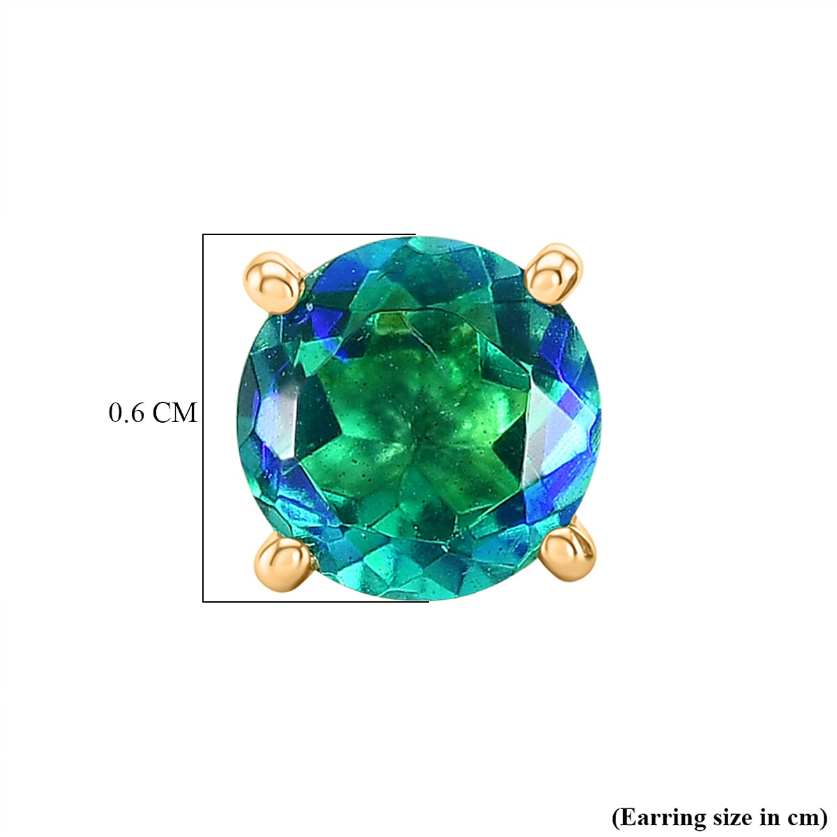 Peacock Triplet Quartz Push Post Earring in Yellow Gold Plated Sterling Silver 1.95 Ct.