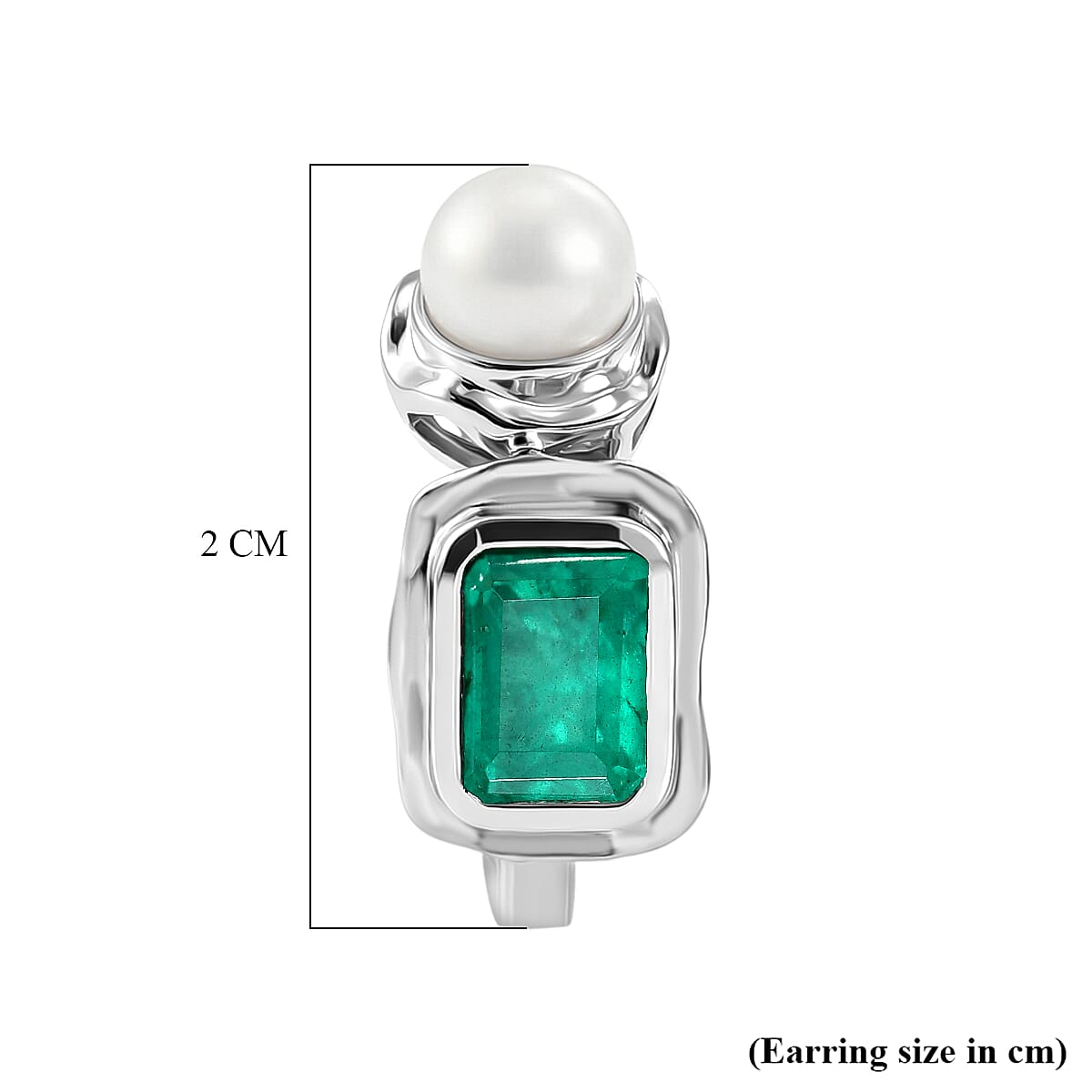 GP Emeraldine Triplet Quartz, Fresh Water Pearl & Kanchanaburi Blue Sapphire Full Hoop Earring in Rhodium Overlay Sterling Silver 3.90 Ct.