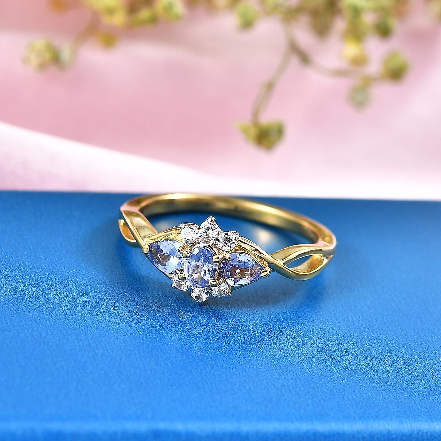 Royal Bali Collection - D'Joy Tanzanite & White Zircon Three Stone Ring in Sterling Silver