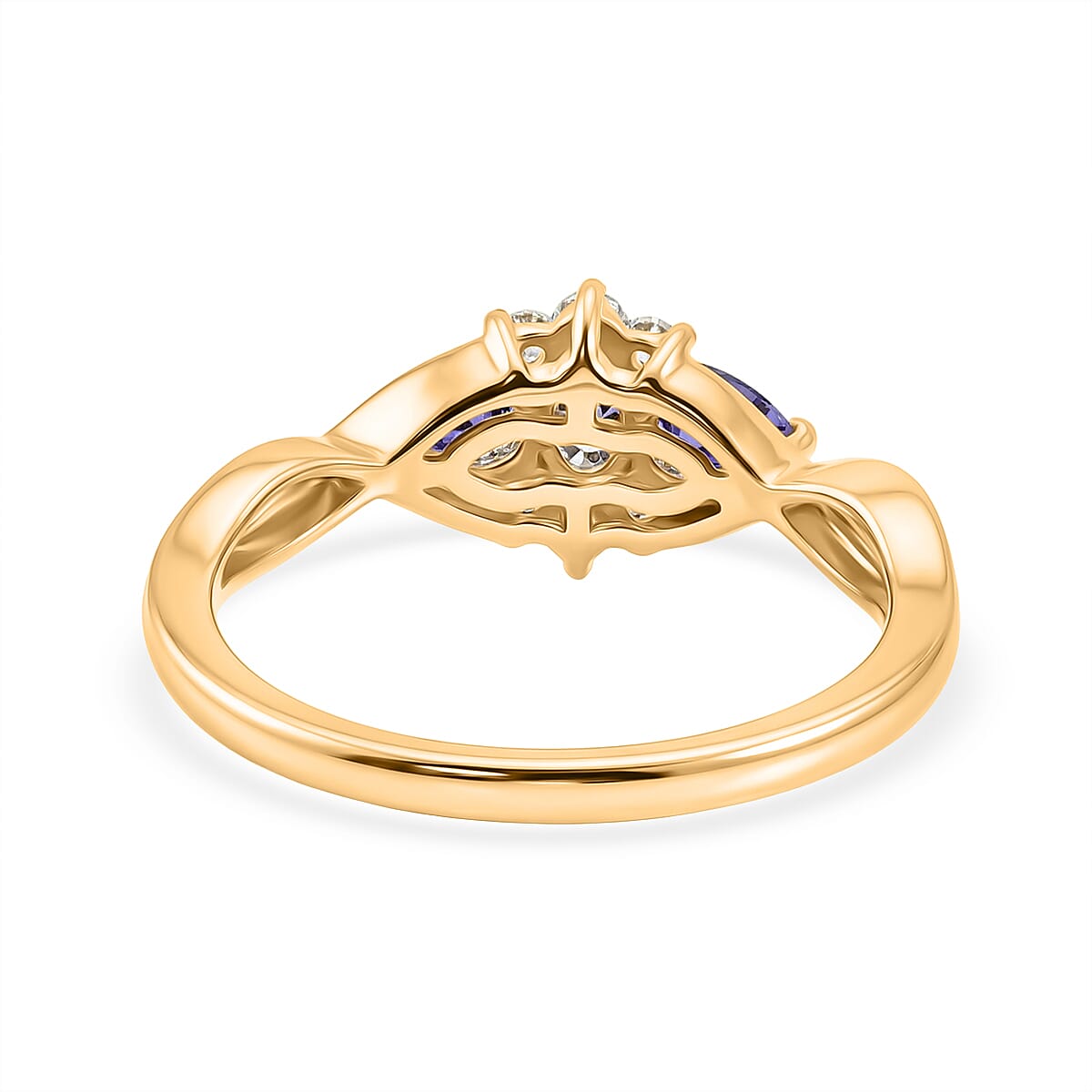 Royal Bali Collection - D'Joy Tanzanite & White Zircon Three Stone Ring in Sterling Silver