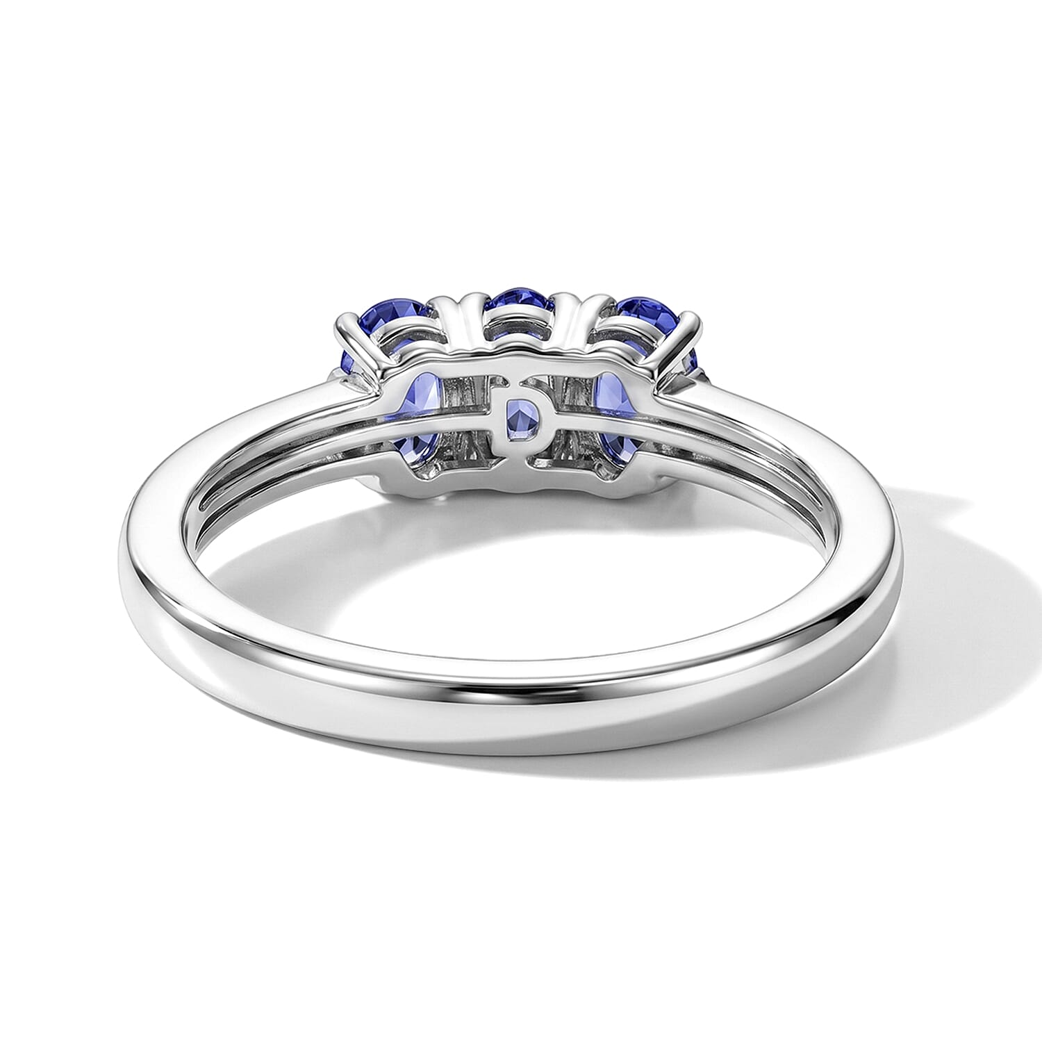 D'Joy Tanzanite, Lab Grown Diamond Trilogy Ring in  Sterling Silver (I1-G-H)