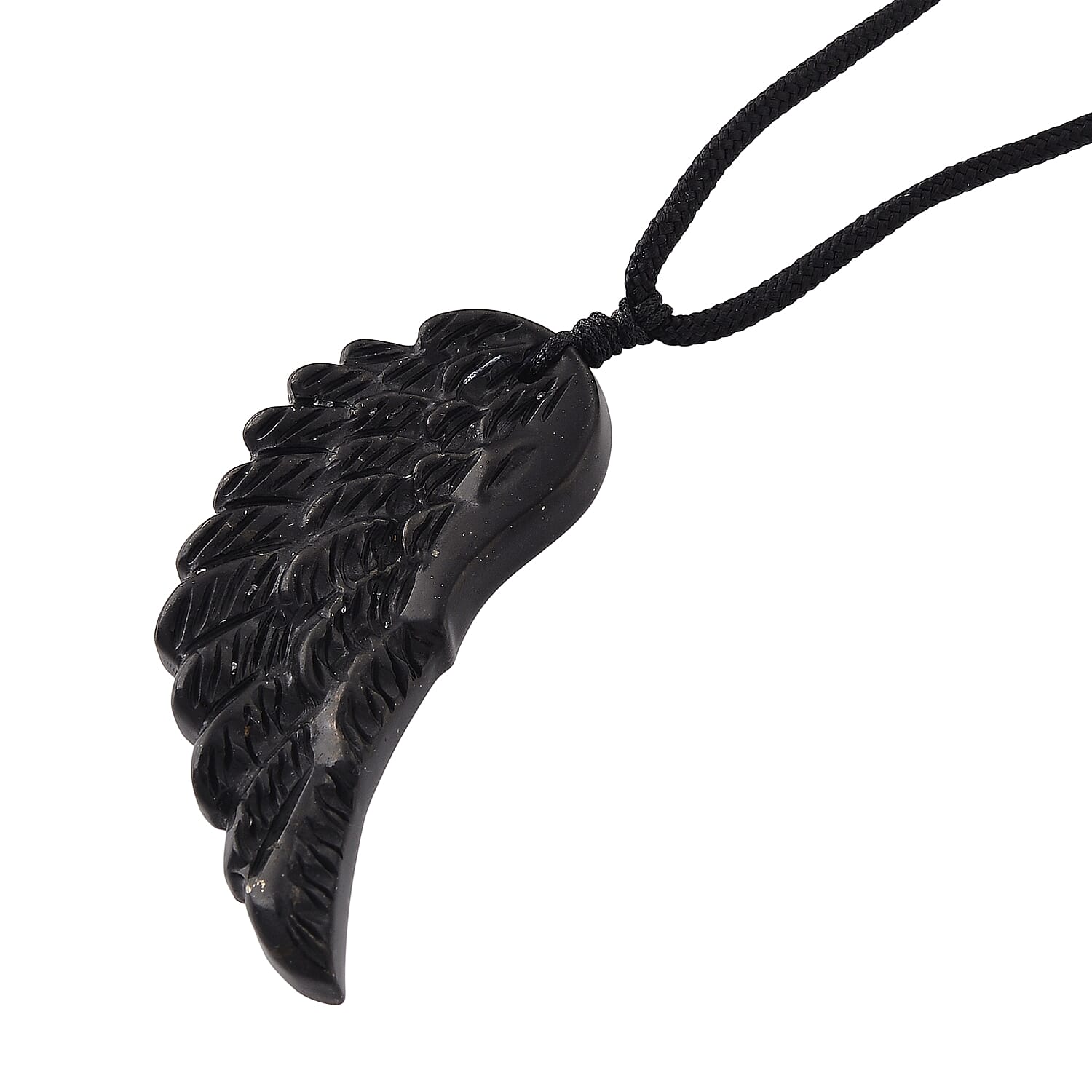 Shungite Carved Angel Wing Adjustable Necklace (Size - 27) 30.00 Ct.