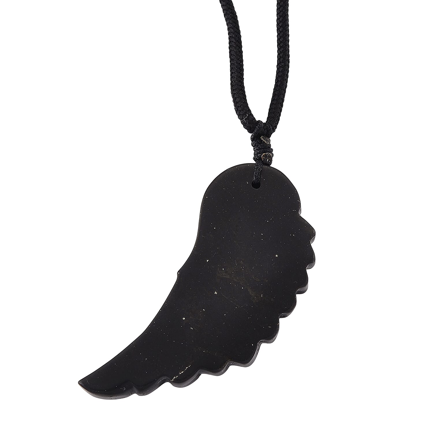 Shungite Carved Angel Wing Adjustable Necklace (Size - 27) 30.00 Ct.