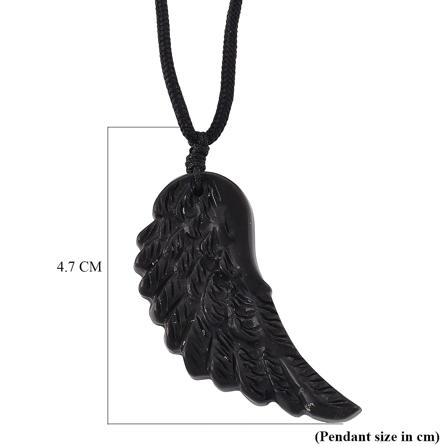 Shungite Carved Angel Wing Adjustable Necklace (Size - 27) 30.00 Ct.