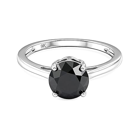 Close Out Deal - THE REBEL STONE - 9K White Gold Natural Black Diamond Solitaire Ring 2.00 Ct