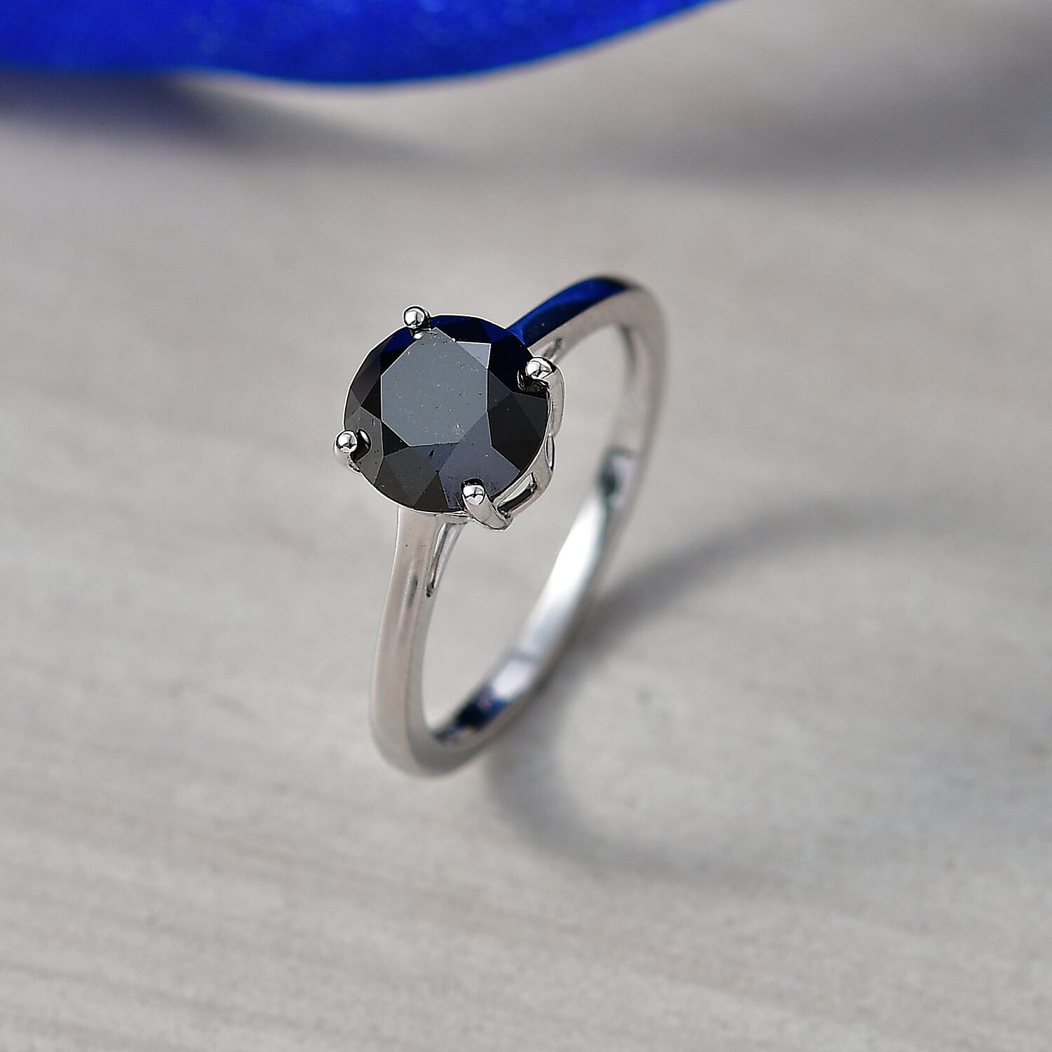 Close Out Deal - THE REBEL STONE - 9K White Gold Natural Black Diamond Solitaire Ring 2.00 Ct