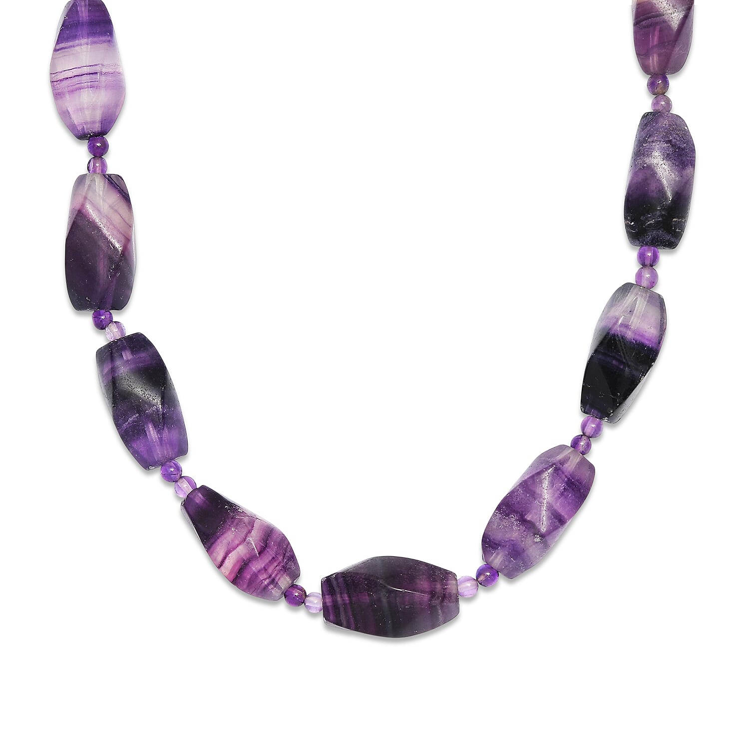 One Time Deal- Multi Fluorite & African Amethyst Beads Necklace (Size - 18-1 Ext) in Yellow Gold Tone 340.00 Ct.