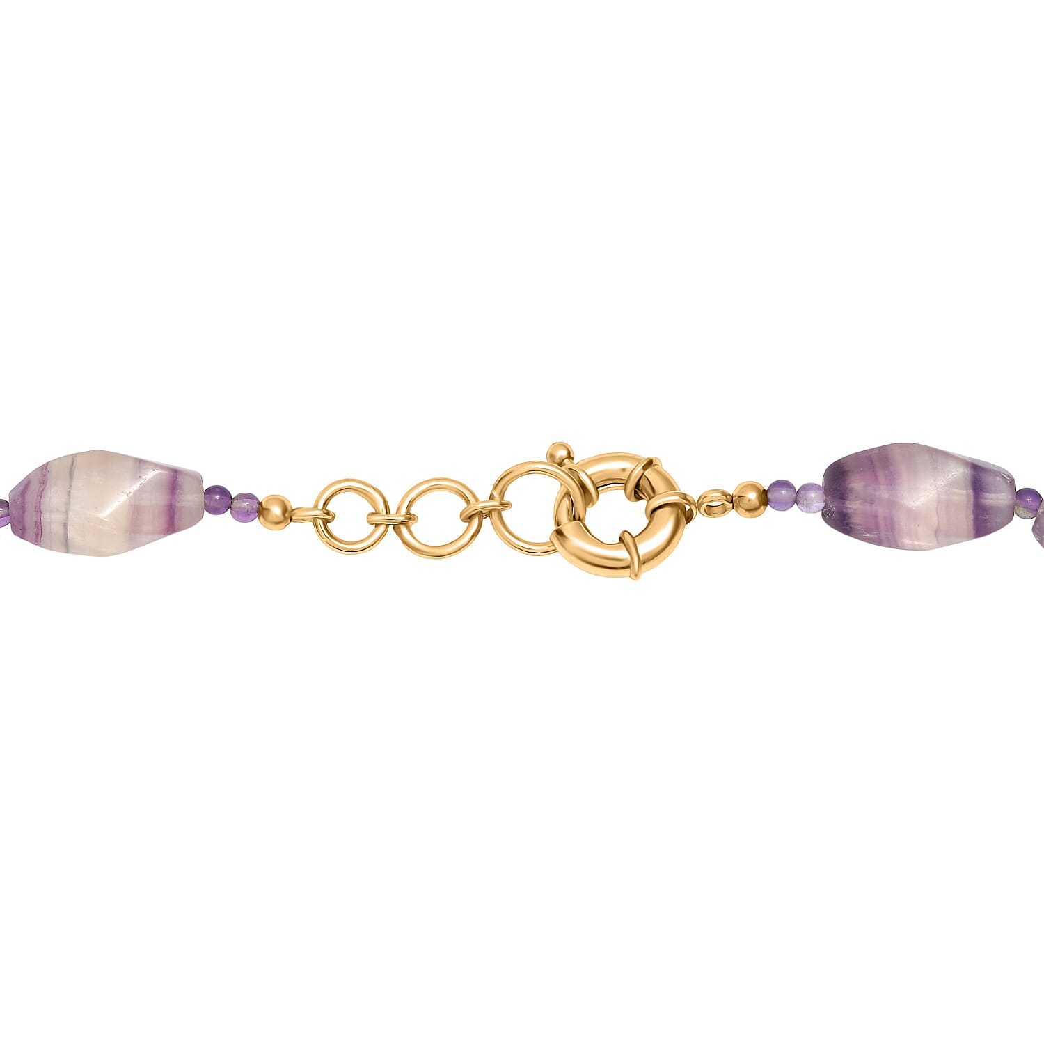 One Time Deal- Multi Fluorite & African Amethyst Beads Necklace (Size - 18-1 Ext) in Yellow Gold Tone 340.00 Ct.