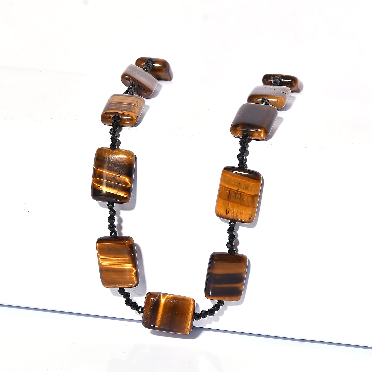 Tigers Eye & Black Spinel Necklace (Size - 26) 280.00 Ct.