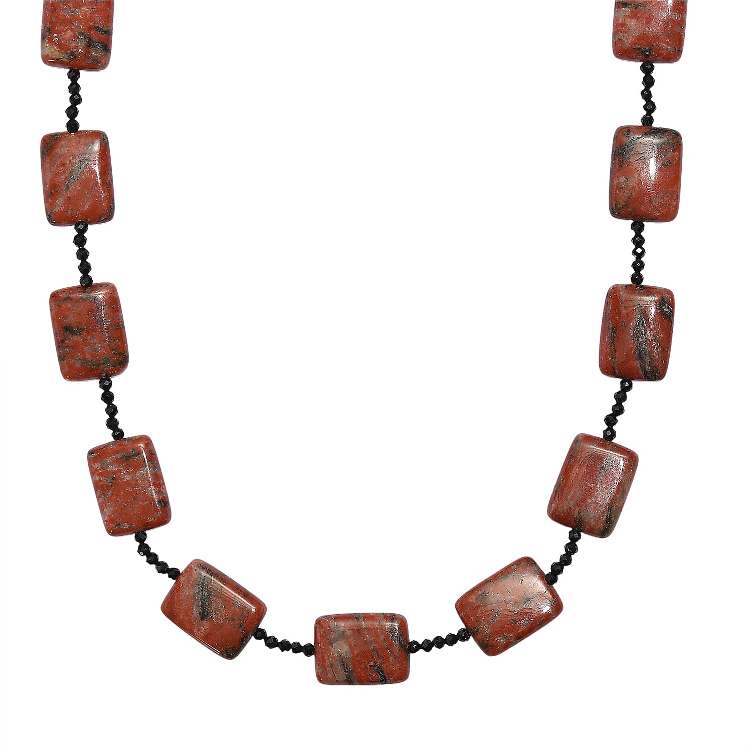 Red Jasper & Black Spinel Necklace (Size - 26) 255.00 Ct.